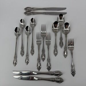 Oneida Raphael Stainless Flatware 15 Piece Set Pierced Knives Forks Spoons